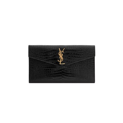 YSL UPTOWN POUCH IN CROCODILE-EMBOSSED SHINY LEATHER 565739DND0J1000 (27*16*2cm)